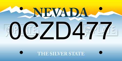 0CZD477 Nevada License Plate