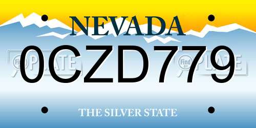 0CZD779 Nevada License Plate