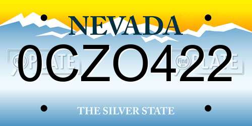 0CZO422 Nevada License Plate