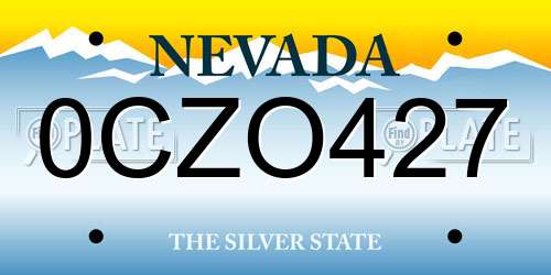 0CZO427 Nevada License Plate
