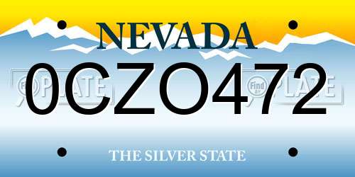0CZO472 Nevada License Plate