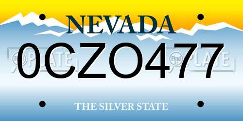 0CZO477 Nevada License Plate