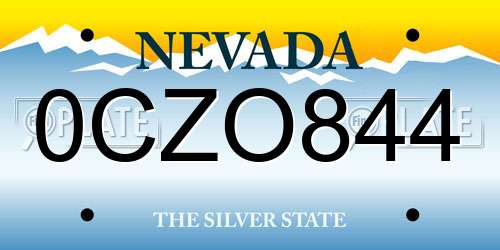 0CZO844 Nevada License Plate