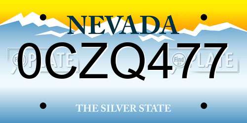 0CZQ477 Nevada License Plate