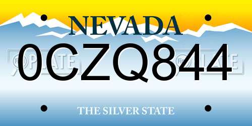 0CZQ844 Nevada License Plate