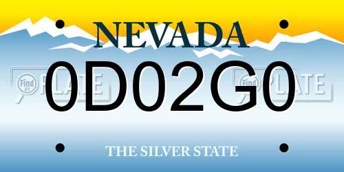 0D02G0 Nevada License Plate