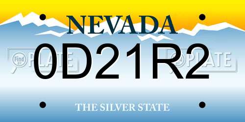 0D21R2 Nevada License Plate