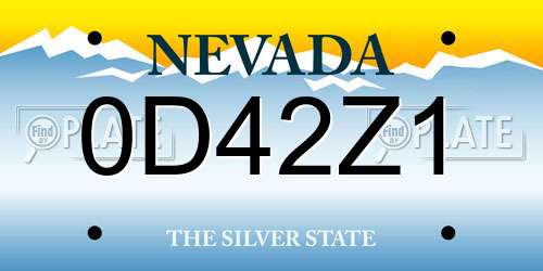 0D42Z1 Nevada License Plate