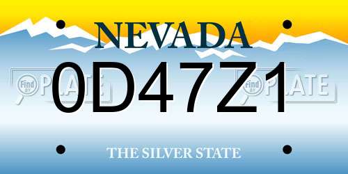 0D47Z1 Nevada License Plate