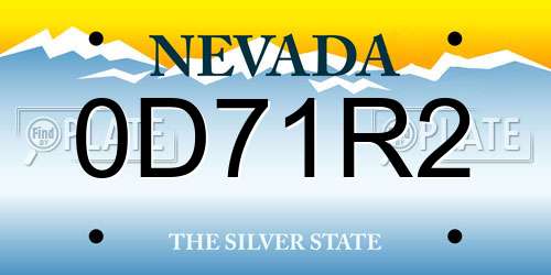 0D71R2 Nevada License Plate