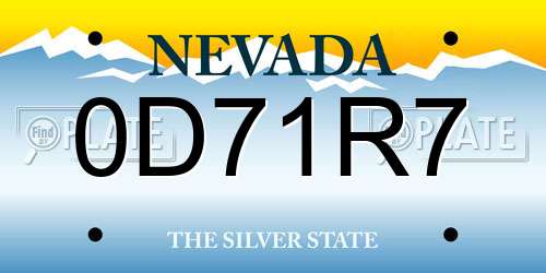 0D71R7 Nevada License Plate