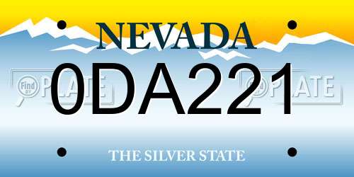 0DA221 Nevada License Plate