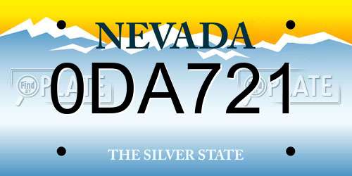 0DA721 Nevada License Plate