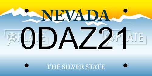 0DAZ21 Nevada License Plate