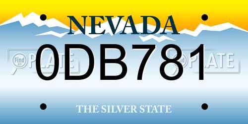 0DB781 Nevada License Plate