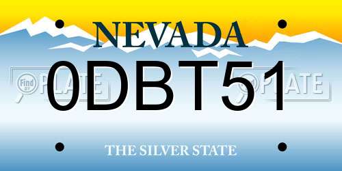 0DBT51 Nevada License Plate