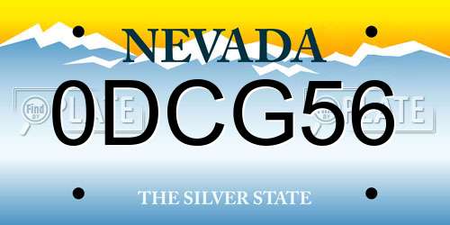 0DCG56 Nevada License Plate