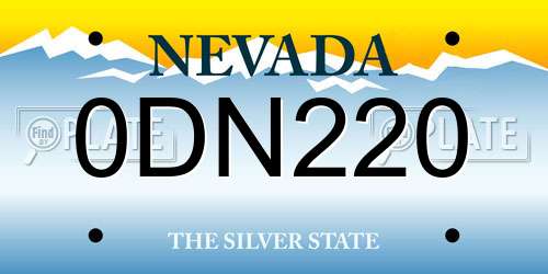 0DN220 Nevada License Plate