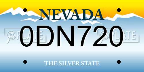 0DN720 Nevada License Plate