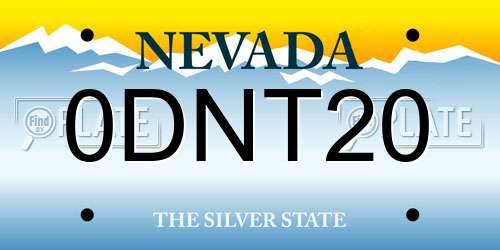 0DNT20 Nevada License Plate