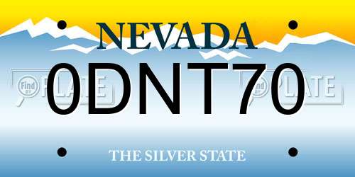 0DNT70 Nevada License Plate