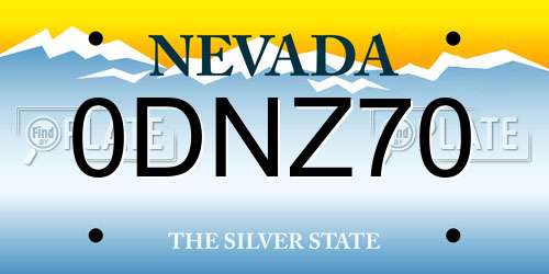 0DNZ70 Nevada License Plate