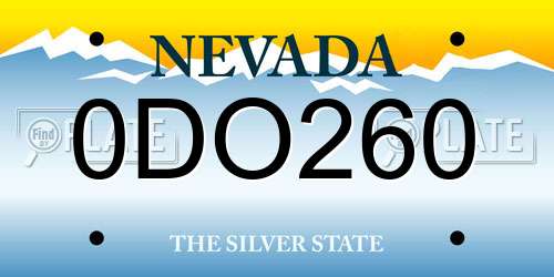 0DO260 Nevada License Plate