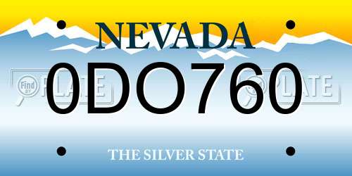 0DO760 Nevada License Plate