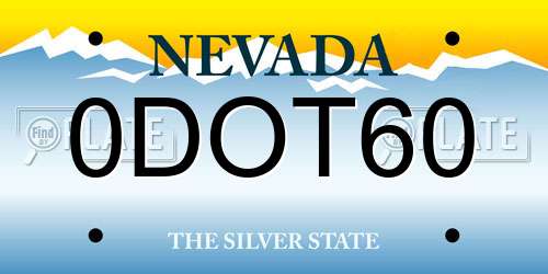 0DOT60 Nevada License Plate