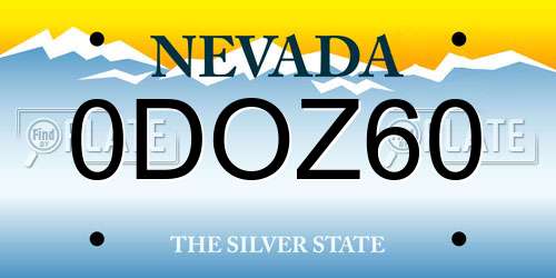 0DOZ60 Nevada License Plate