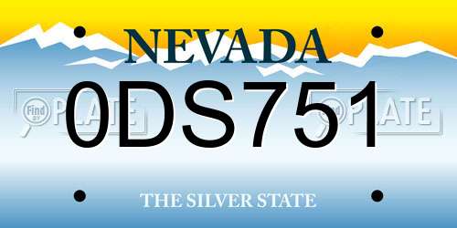 0DS751 Nevada License Plate