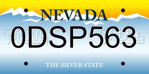 0DSP563 Nevada License Plate