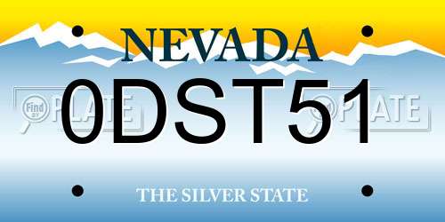 0DST51 Nevada License Plate