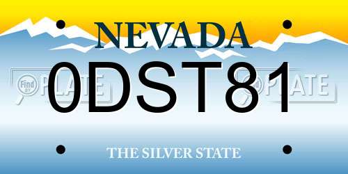 0DST81 Nevada License Plate