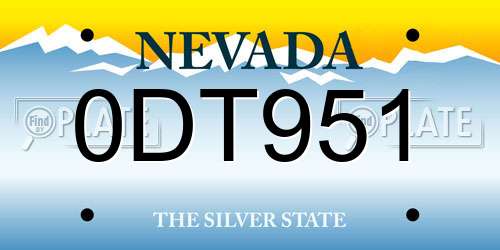 0DT951 Nevada License Plate