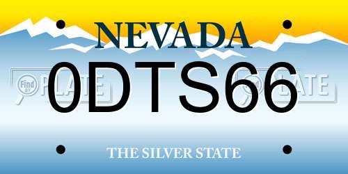 0DTS66 Nevada License Plate