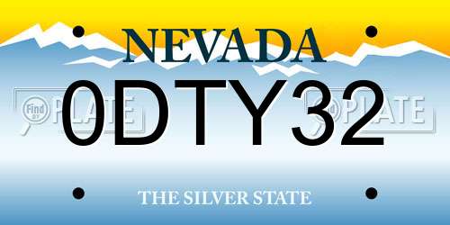 0DTY32 Nevada License Plate