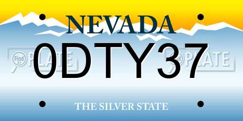 0DTY37 Nevada License Plate