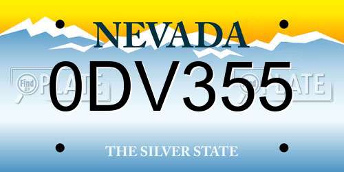 0DV355 Nevada License Plate