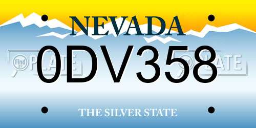 0DV358 Nevada License Plate