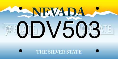 0DV503 Nevada License Plate
