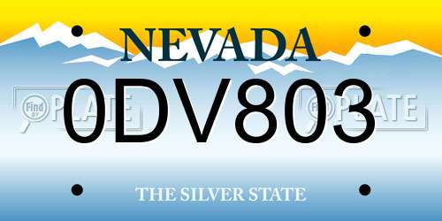 0DV803 Nevada License Plate