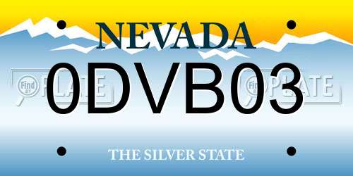0DVB03 Nevada License Plate