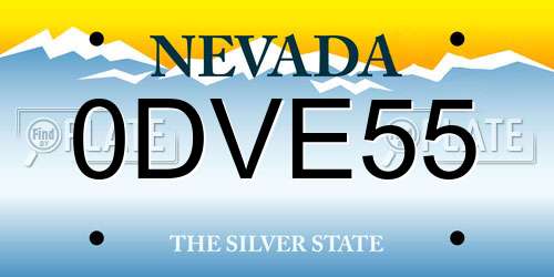 0DVE55 Nevada License Plate
