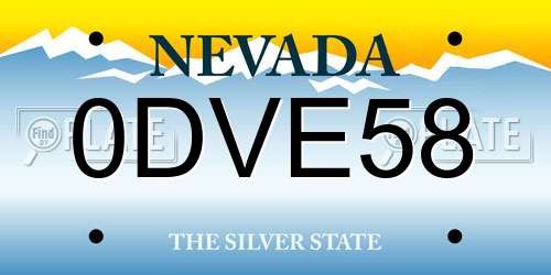0DVE58 Nevada License Plate
