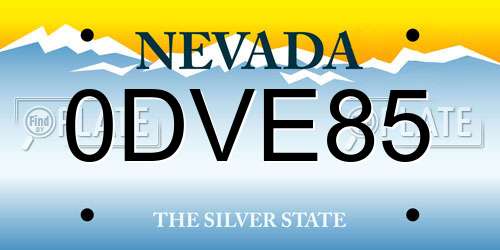 0DVE85 Nevada License Plate