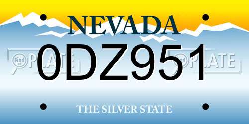 0DZ951 Nevada License Plate