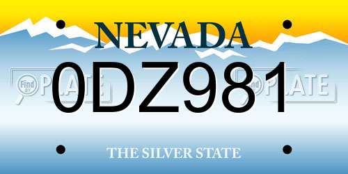 0DZ981 Nevada License Plate