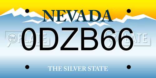 0DZB66 Nevada License Plate