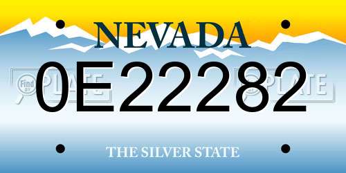0E22282 Nevada License Plate
